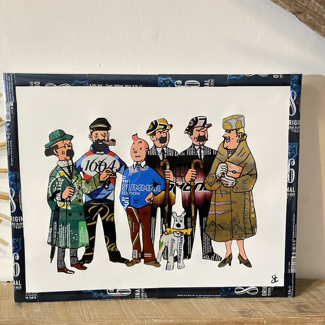 Tableau Tintin et sa bande 40x50 cm