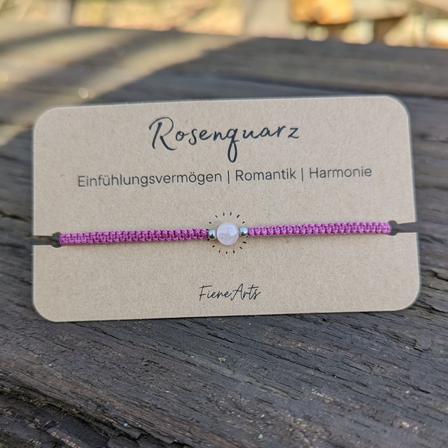 Rosenquarz - makramee Edelsteinarmband