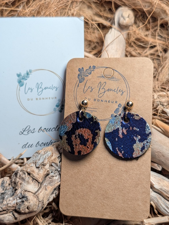 Boucles d'oreilles Années 80/90 Moon marine dorée x021