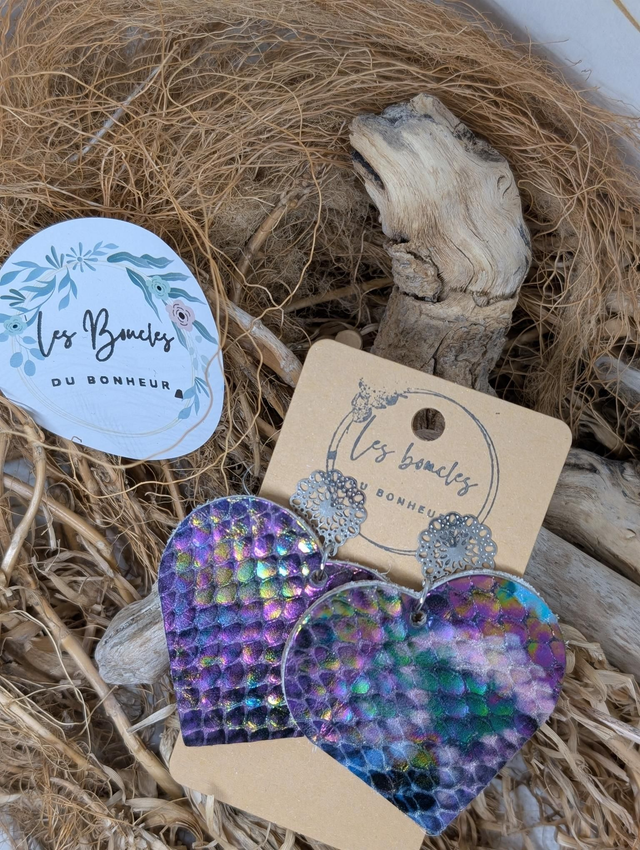 Boucles d&#039;oreilles Coeur ❤️ holographique c2005