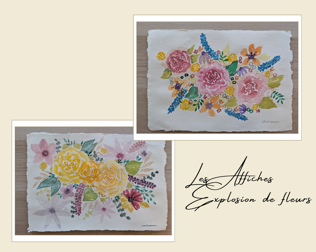 Illustration à l'aquarelle A4 - Explosion de fleurs