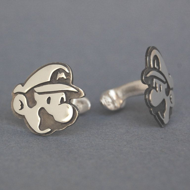 Mario and Luigi handmade Cufflinks - Sterling Silver