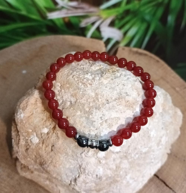 Bracelet en cornaline et hématite magnétique