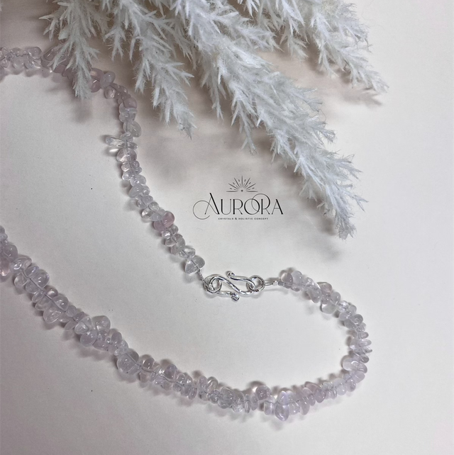 LOVE Rosenquarz AA Kette 925 Silber 
