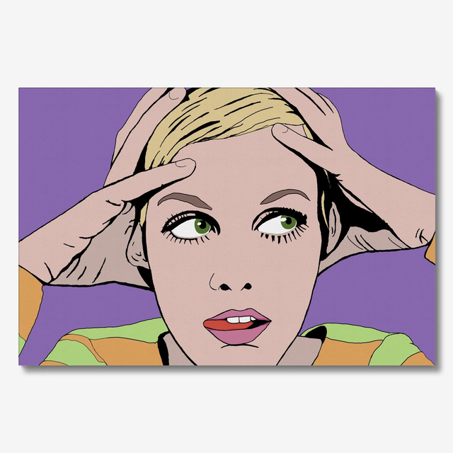 Canvas Wall Art, Supermodel Twiggy, Large Scale Graphical Colourful Artwork, Four Sizes, Part 2 of a Set of 3