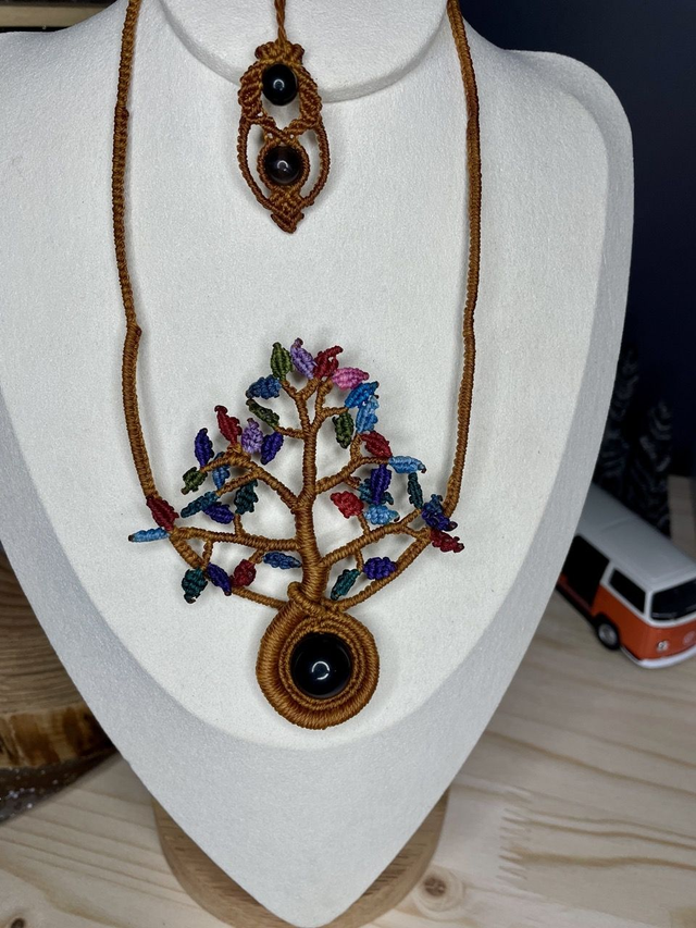 Collier Arbre de vie Obsidienne