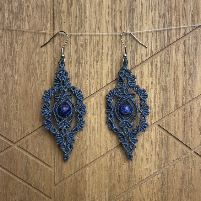 Boucle d'oreille macramé - Lapis lazuli