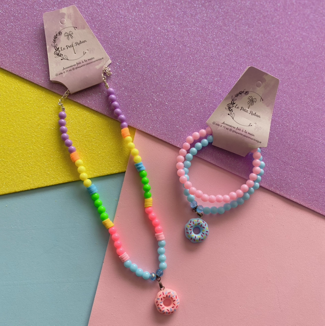Ensemble paire de bracelets et collier Donuts 🍩