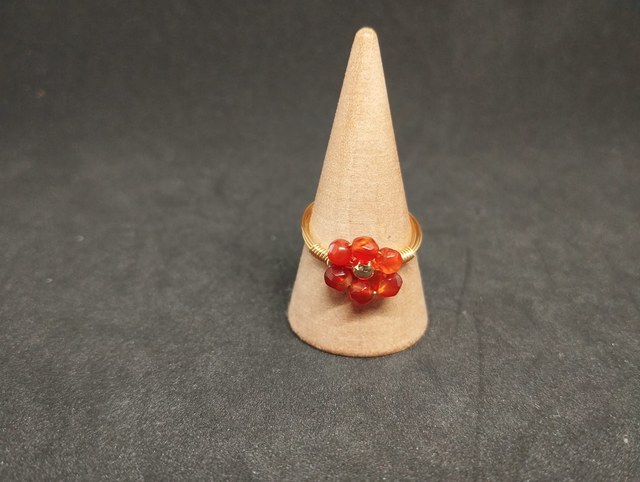 Bague fleur en cornaline
