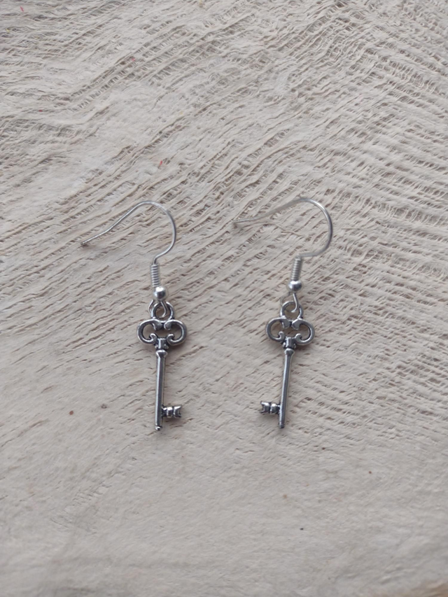 Key Tibetan silver charm earrings 