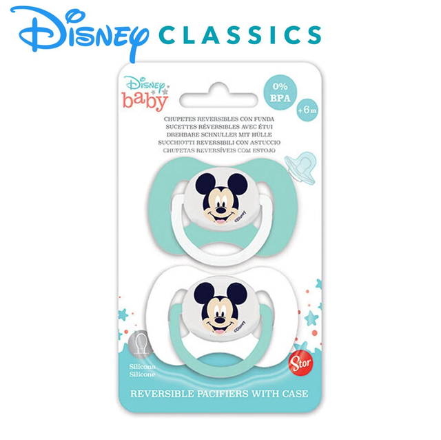 2 CHUPETES +6 M C/FUNDA MICKEY