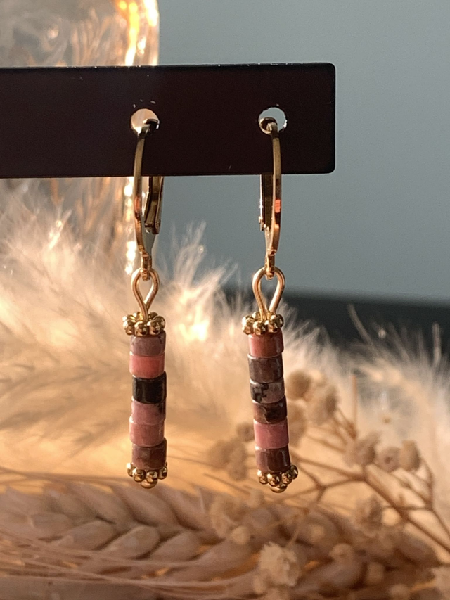 Boucles d'oreilles Rosamaria Marbre brun/rose