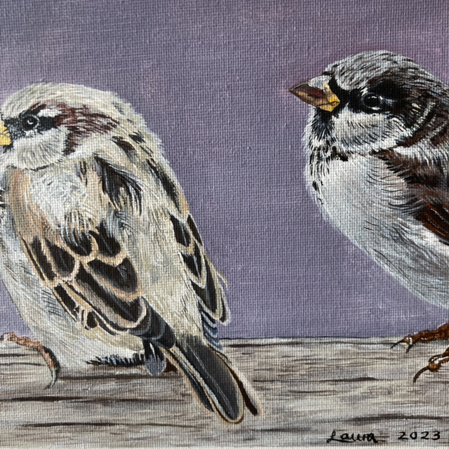 Sparrows Original Acrylic Painting