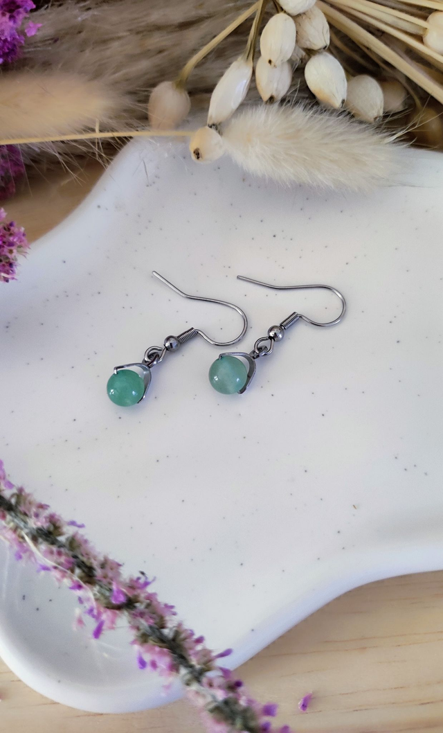 Boucles d'oreilles Boule Aventurine verte