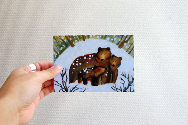 Three Bears - A6 Postcard