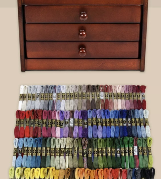 DMC Vintage Petite Skein Chest  + DMC Thread Chart (Actual Threads chart) 