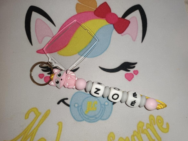 Porte clés photo 1 branche Raton Laveur 