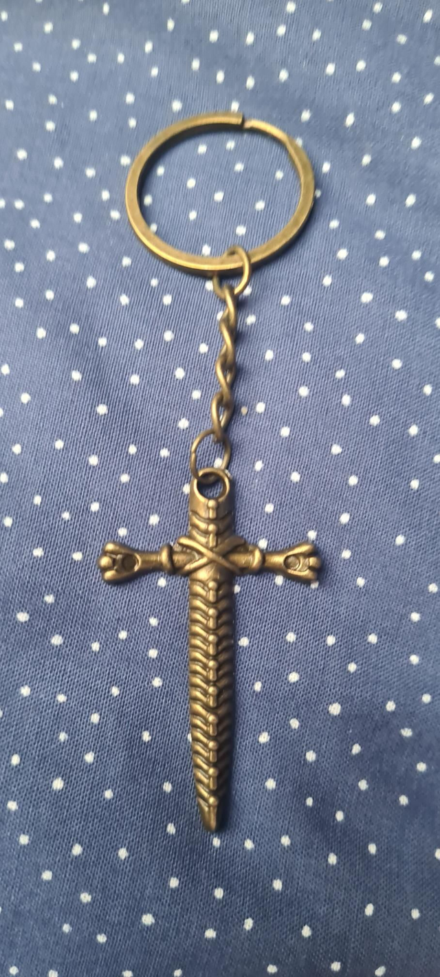 Keyring handbag charm antique bronze large sword