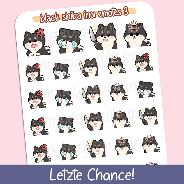 Schwarze Shiba Inu Emotes No. 3 Sticker Sheet - ST2321