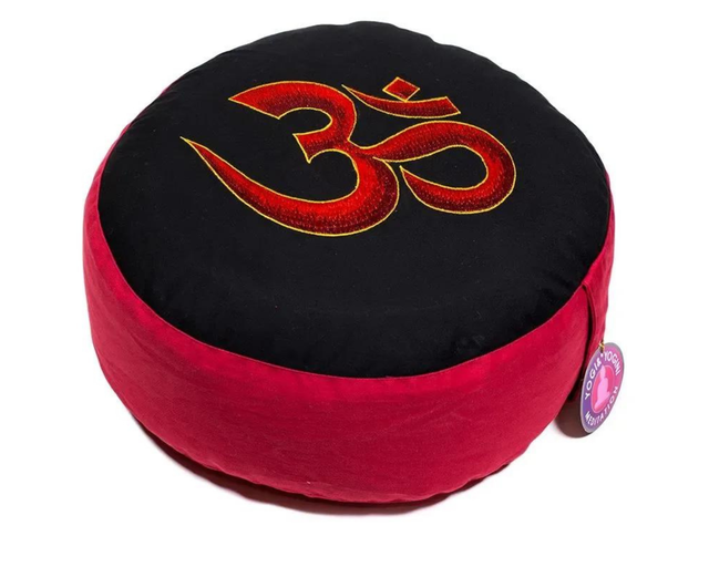 Coussin de méditation Om rouge et noir