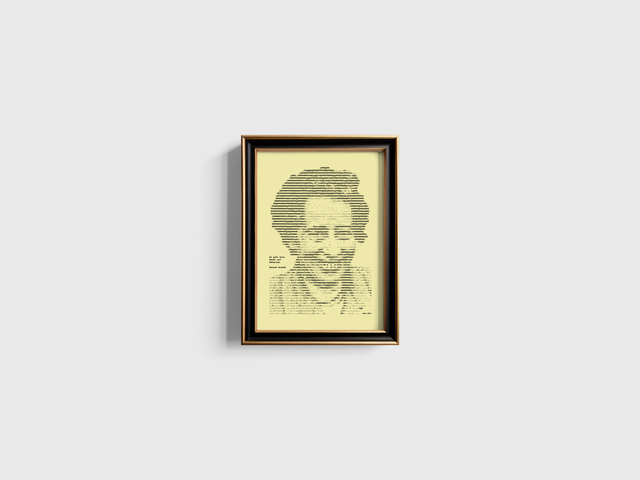 A4 Schreibmaschinen-Porträt Hannah Arendt mit Zitat in Schwarz auf Elfenbein