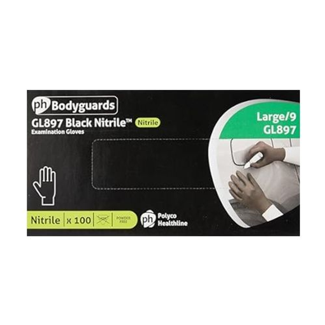 Polyco Bodyguards GL897 Black Nitrile Gloves
