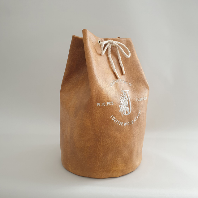 Large - Cream Embroidered Personalised Handmade Urn Bag