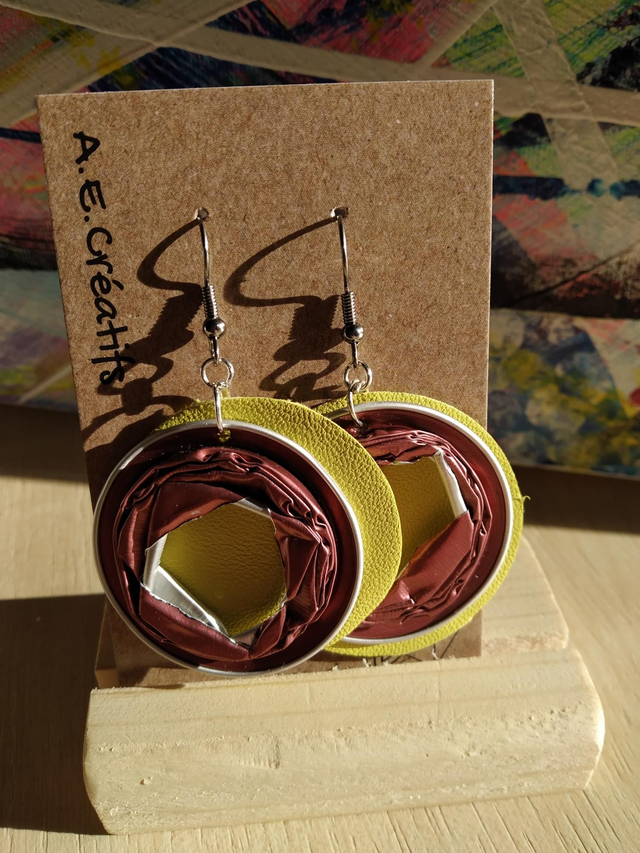 Boucles D&#039;oreilles Recyclé Cuir 