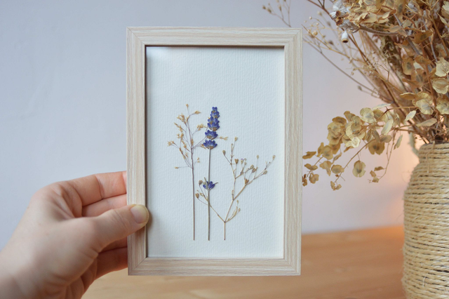 Tableau 10*15 cm - Mini herbier lavande