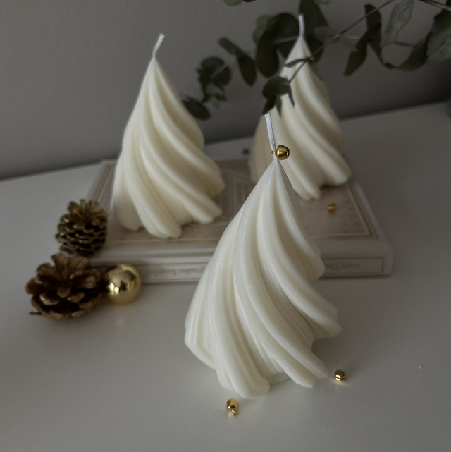 Spirál karácsonyfa gyertya natúr