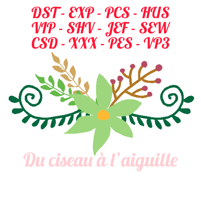 fichier broderie fleurs vintage - Cadre 10x10 / 12 Formats