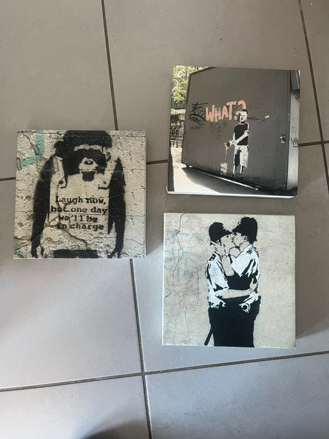 lot de tableaux banksy street art graffiti