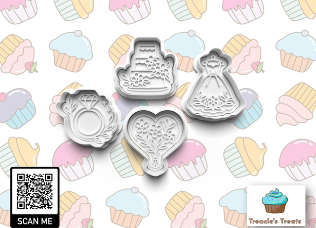  Bridal Shower Theme Fondant/cookie stamps with cutters