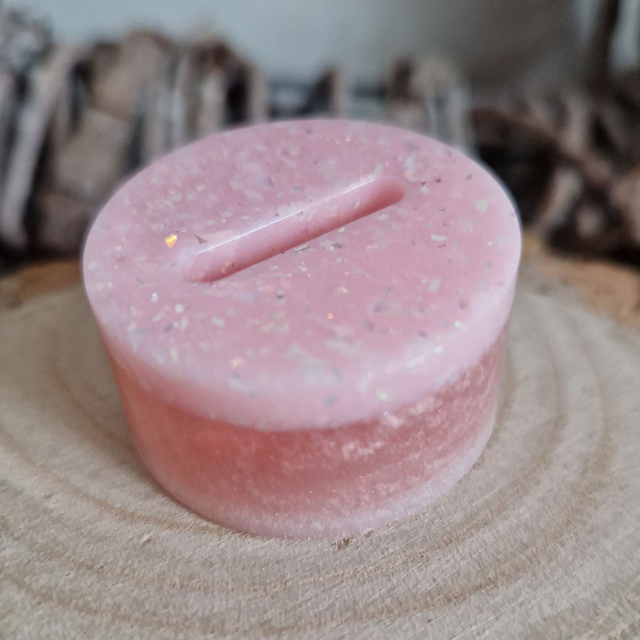 Ring Holder Pink and Sparkle White Round Single Slot