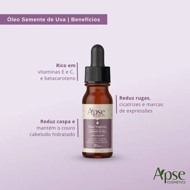 Óleo de semente de uva 100% vegetal Apse 30ml - ol1