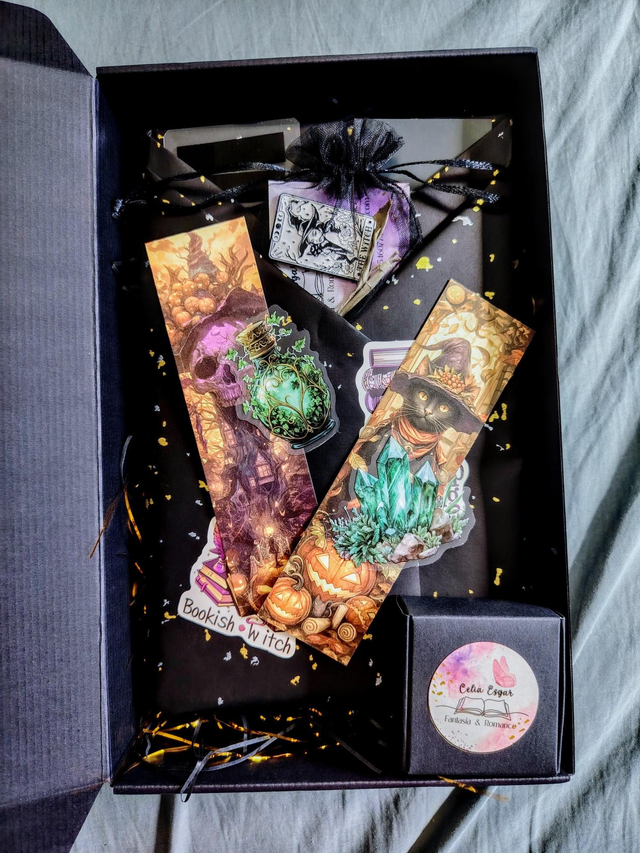 Imagen del Regalo Prohibido con libros forrados y lazo rojo