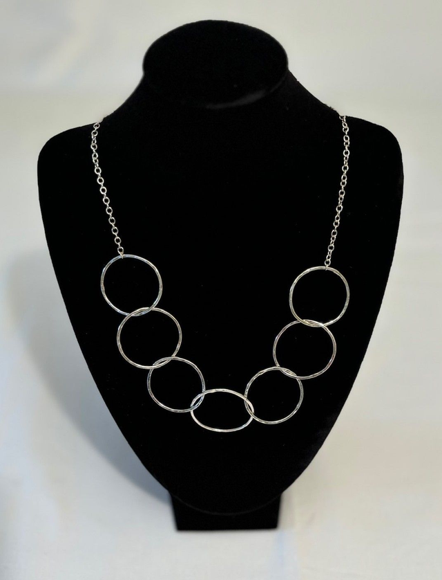 Textured Sterling Silver Wire Circle Necklace
