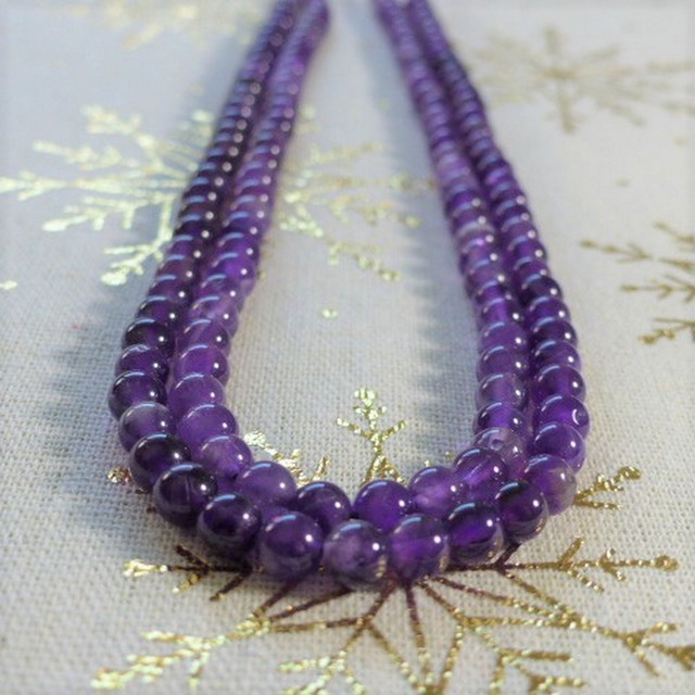 Améthyste Violette / Fil de Perles en 6 mm / Boules en Pierres Naturelles Rondes et Polies