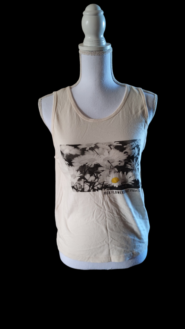 Débardeur beige marguerite taille S (Ardene) 