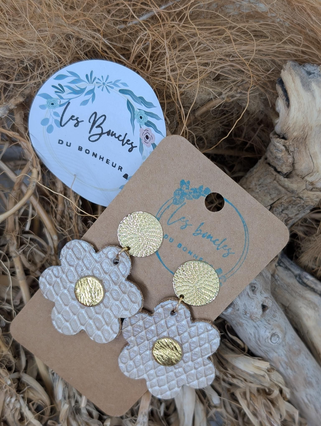 Boucles d&#039;oreilles Baby Coquette beige doré bc020