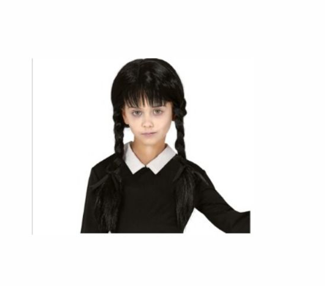 CARNEVALE , PARRUCCA MERCOLEDI ADDAMS , BAMBINA 