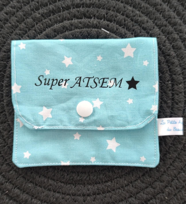 Porte monnaie bleu étoile ATSEM 