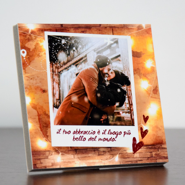Pannello Love polaroid leggero da personalizzare con foto più dedica dimensioni 13x13 