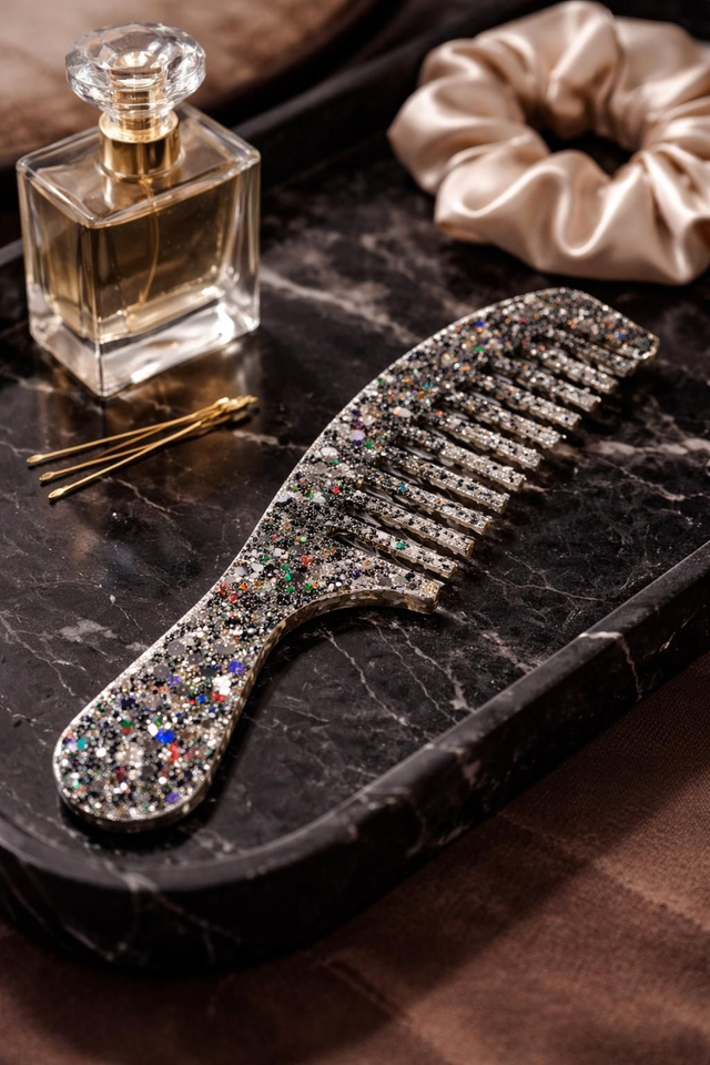 Peigne grand modèle avec manche, Champagne nocturne 