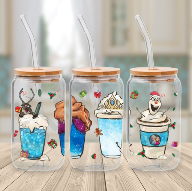 Canette en verre - Reine des Neiges