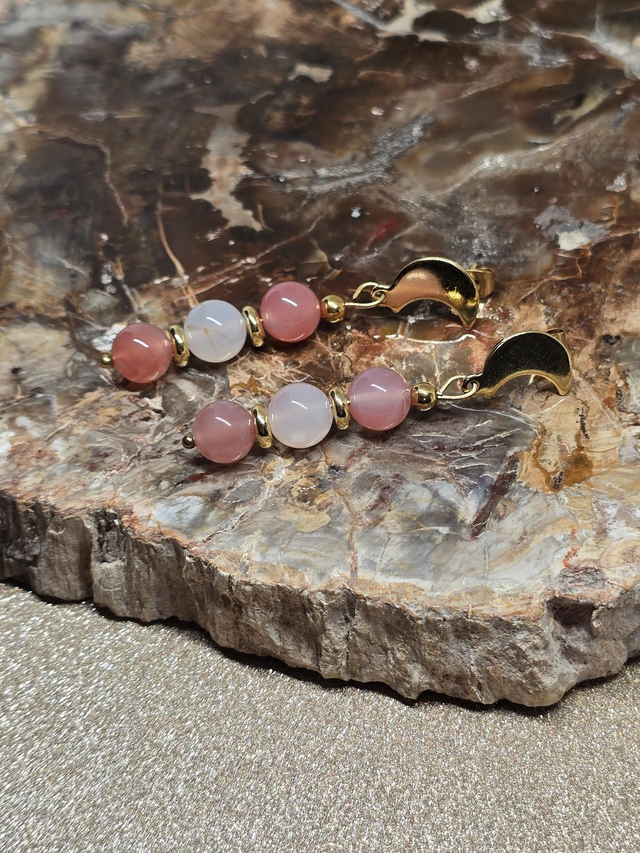 Boucles d'oreilles Agate du Botswana rose