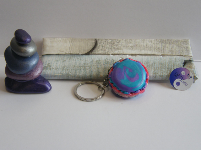 Macaron Turquoise/Violet marbré