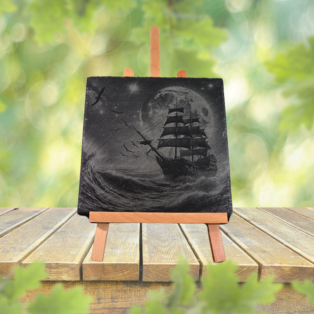 Nuit pirate  Ardoise 25x25cm 