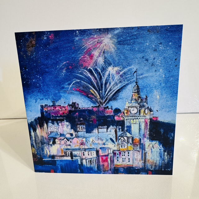 Greetings Card- Edinburgh- Fireworks from the Castle