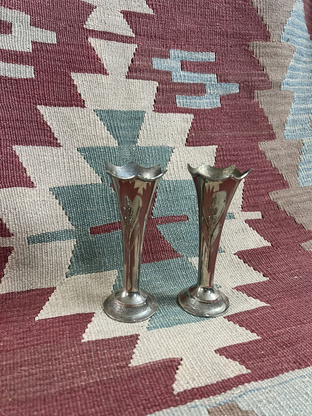 Tall Metal Posy / Bud Vase (Pair of 2)